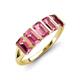 3 - Brianna 1.75 ctw Emerald Shape Pink Tourmaline (5X3 mm) Five Stone Wedding Band 