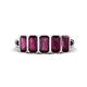 1 - Brianna 2.00 ctw Emerald Shape Rhodolite Garnet (5X3 mm) Five Stone Wedding Band 
