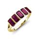 3 - Brianna 2.00 ctw Emerald Shape Rhodolite Garnet (5X3 mm) Five Stone Wedding Band 