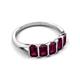 5 - Brianna 2.00 ctw Emerald Shape Rhodolite Garnet (5X3 mm) Five Stone Wedding Band 