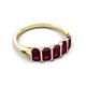 5 - Brianna 2.00 ctw Emerald Shape Rhodolite Garnet (5X3 mm) Five Stone Wedding Band 