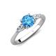 4 - Zelia 1.29 ctw Blue Topaz (6.00 mm) and Pear Shape Lab Grown Diamond Three Stone Engagement Ring 