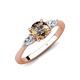 4 - Zelia 1.34 ctw Smoky Quartz (6.00 mm) and Pear Shape Lab Grown Diamond Three Stone Engagement Ring 