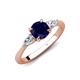 4 - Zelia 1.49 ctw Blue Sapphire (6.00 mm) and Pear Shape Lab Grown Diamond Three Stone Engagement Ring 