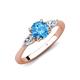 4 - Zelia 1.29 ctw Blue Topaz (6.00 mm) and Pear Shape Lab Grown Diamond Three Stone Engagement Ring 