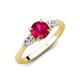 4 - Zelia 1.29 ctw Ruby (6.00 mm) and Pear Shape Lab Grown Diamond Three Stone Engagement Ring 