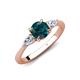 4 - Zelia 1.29 ctw London Blue Topaz (6.00 mm) and Pear Shape Lab Grown Diamond Three Stone Engagement Ring 