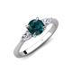 4 - Zelia 1.29 ctw London Blue Topaz (6.00 mm) and Pear Shape Lab Grown Diamond Three Stone Engagement Ring 