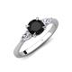 4 - Zelia 1.34 ctw Black Diamond (6.00 mm) and Pear Shape Lab Grown Diamond Three Stone Engagement Ring 