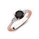 4 - Zelia 1.34 ctw Black Diamond (6.00 mm) and Pear Shape Lab Grown Diamond Three Stone Engagement Ring 
