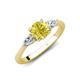 4 - Zelia 1.14 ctw Yellow Diamond (6.00 mm) and Pear Shape Lab Grown Diamond Three Stone Engagement Ring 