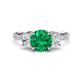 1 - Triandra 2.08 ctw Created Emerald (7.00 mm) Three stone Engagement Ring 