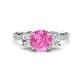 1 - Triandra 2.68 ctw Created Pink Sapphire (7.00 mm) Three stone Engagement Ring 