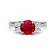1 - Triandra 2.33 ctw Created Ruby (7.00 mm) Three stone Engagement Ring 