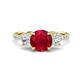 1 - Triandra 2.33 ctw Created Ruby (7.00 mm) Three stone Engagement Ring 
