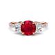 1 - Triandra 2.33 ctw Created Ruby (7.00 mm) Three stone Engagement Ring 
