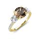 3 - Triandra 2.02 ctw Smoky Quartz (7.00 mm) Three stone Engagement Ring 