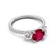 5 - Triandra 2.33 ctw Created Ruby (7.00 mm) Three stone Engagement Ring 