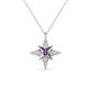 1 - Astra Amethyst With Natural Diamonds Pole Star Pendant 