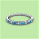 3 - Kelli 0.82 ctw Baguette Shape Blue Topaz and Round Natural Diamond Milgrain Wedding Band 