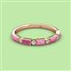 3 - Kelli 0.87 ctw Baguette Shape Pink Sapphire and Round Natural Diamond Milgrain Wedding Band 