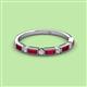 3 - Kelli 0.97 ctw Baguette Shape Ruby and Round Natural Diamond Milgrain Wedding Band 