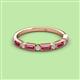 3 - Kelli 0.82 ctw Baguette Shape Pink Tourmaline and Round Natural Diamond Milgrain Wedding Band 