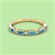 3 - Kelli 0.82 ctw Baguette Shape Blue Topaz and Round Natural Diamond Milgrain Wedding Band 