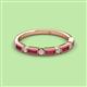 3 - Kelli 0.92 ctw Baguette Shape Rhodolite Garnet and Round Natural Diamond Milgrain Wedding Band 