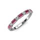 4 - Kelli 0.92 ctw Baguette Shape Rhodolite Garnet and Round Natural Diamond Milgrain Wedding Band 