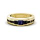 1 - Jayden 1.37 ctw Princess shape Blue Sapphire accented Black Diamonds Men Wedding Band (5.20 mm) 