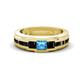 1 - Jayden 1.40 ctw Princess shape Blue Topaz accented Black Diamonds Men Wedding Band (5.20 mm) 