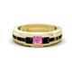 1 - Jayden 1.50 ctw Princess shape Pink Sapphire accented Black Diamonds Men Wedding Band (5.20 mm) 