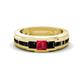 1 - Jayden 1.37 ctw Princess shape Ruby accented Black Diamonds Men Wedding Band (5.20 mm) 
