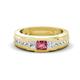 1 - Jayden 1.11 ctw Princess shape Pink Tourmaline accented Lab Grown Diamonds Men Wedding Band (5.20 mm) 