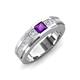 4 - Jayden 1.11 ctw Princess shape Amethyst accented Lab Grown Diamonds Men Wedding Band (5.20 mm) 