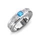 4 - Jayden 1.14 ctw Princess shape Blue Topaz accented Lab Grown Diamonds Men Wedding Band (5.20 mm) 