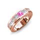 4 - Jayden 1.24 ctw Princess shape Pink Sapphire accented Lab Grown Diamonds Men Wedding Band (5.20 mm) 