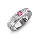 4 - Jayden 1.11 ctw Princess shape Pink Tourmaline accented Lab Grown Diamonds Men Wedding Band (5.20 mm) 