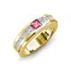 4 - Jayden 1.11 ctw Princess shape Pink Tourmaline accented Lab Grown Diamonds Men Wedding Band (5.20 mm) 