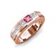4 - Jayden 1.11 ctw Princess shape Pink Tourmaline accented Lab Grown Diamonds Men Wedding Band (5.20 mm) 