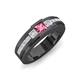 4 - Jayden 1.11 ctw Princess shape Pink Tourmaline accented Lab Grown Diamonds Men Wedding Band (5.20 mm) 