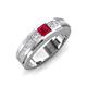 4 - Jayden 1.11 ctw Princess shape Ruby accented Lab Grown Diamonds Men Wedding Band (5.20 mm) 
