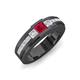 4 - Jayden 1.11 ctw Princess shape Ruby accented Lab Grown Diamonds Men Wedding Band (5.20 mm) 