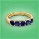 3 - Wendy 2.20 ctw (4.00 mm) Cushion Shape Created Blue Sapphire Side Gallery 5 Stone Wedding Band 