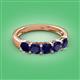 3 - Wendy 2.20 ctw (4.00 mm) Cushion Shape Created Blue Sapphire Side Gallery 5 Stone Wedding Band 
