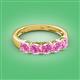 3 - Wendy 1.70 ctw (4.00 mm) Cushion Shape Created Pink Sapphire Side Gallery 5 Stone Wedding Band 