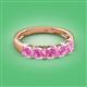 3 - Wendy 1.70 ctw (4.00 mm) Cushion Shape Created Pink Sapphire Side Gallery 5 Stone Wedding Band 