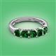 3 - Wendy 1.50 ctw (4.00 mm) Cushion Shape Created Emerald Side Gallery 5 Stone Wedding Band 