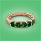 3 - Wendy 1.50 ctw (4.00 mm) Cushion Shape Created Emerald Side Gallery 5 Stone Wedding Band 